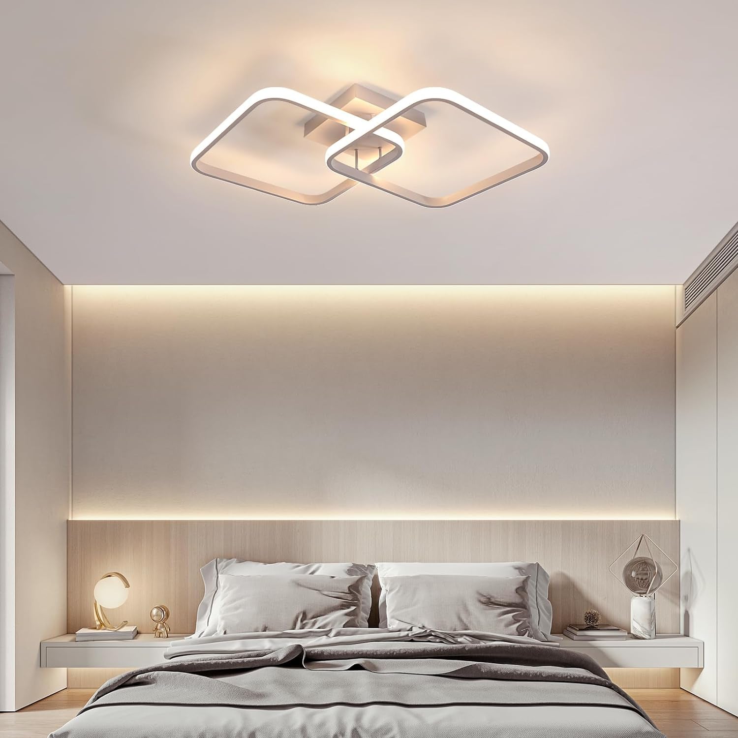 Plafoniera LED Soffitto Dimmerabile, 50W 5625LM Lampadario LED Soffitto Con Telecomando 3000K-6500K, Quadrata Plafoniere Camera Da Letto Moderna per Cucina Soggiorno Corridoio, 59CM