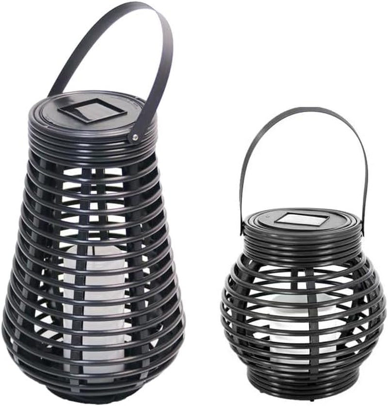 Lampade Solari per Giardini Esterni, Lanterne Solari Impermeabili, Luci Da Giardino Esterne in Rattan, Bianco Caldo, Set Di 2 per Cortile, Stanza, Decorazione Di Festival Di Feste