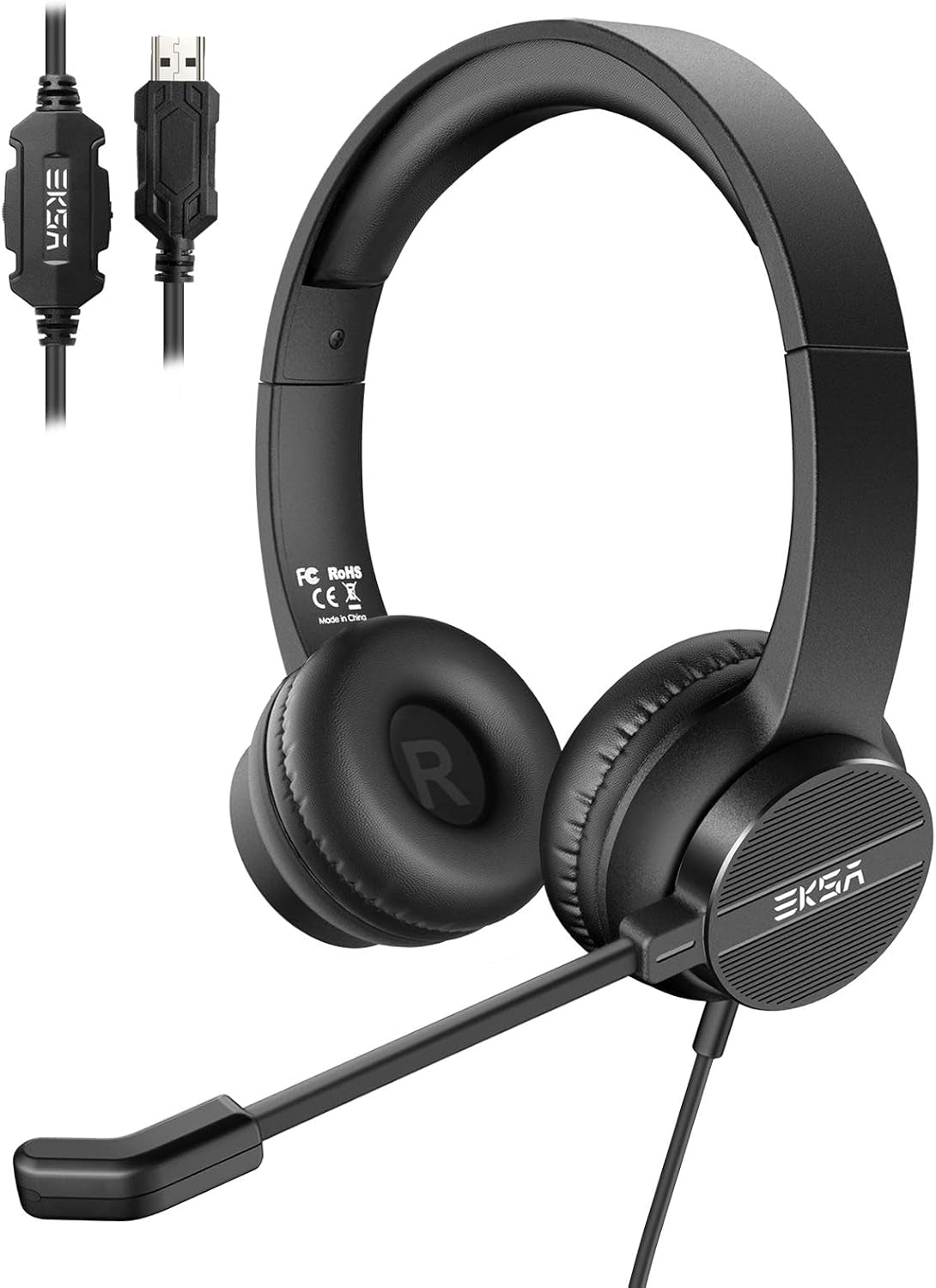 Cuffie Con Microfono per PC, H12E Cuffie PC Con Microfono Stereo per Chiamate Chiare, Cuffie USB per PC Con Microfono a Cancellazione Di Rumore E Controllo Del Volume, per Home Office, USB