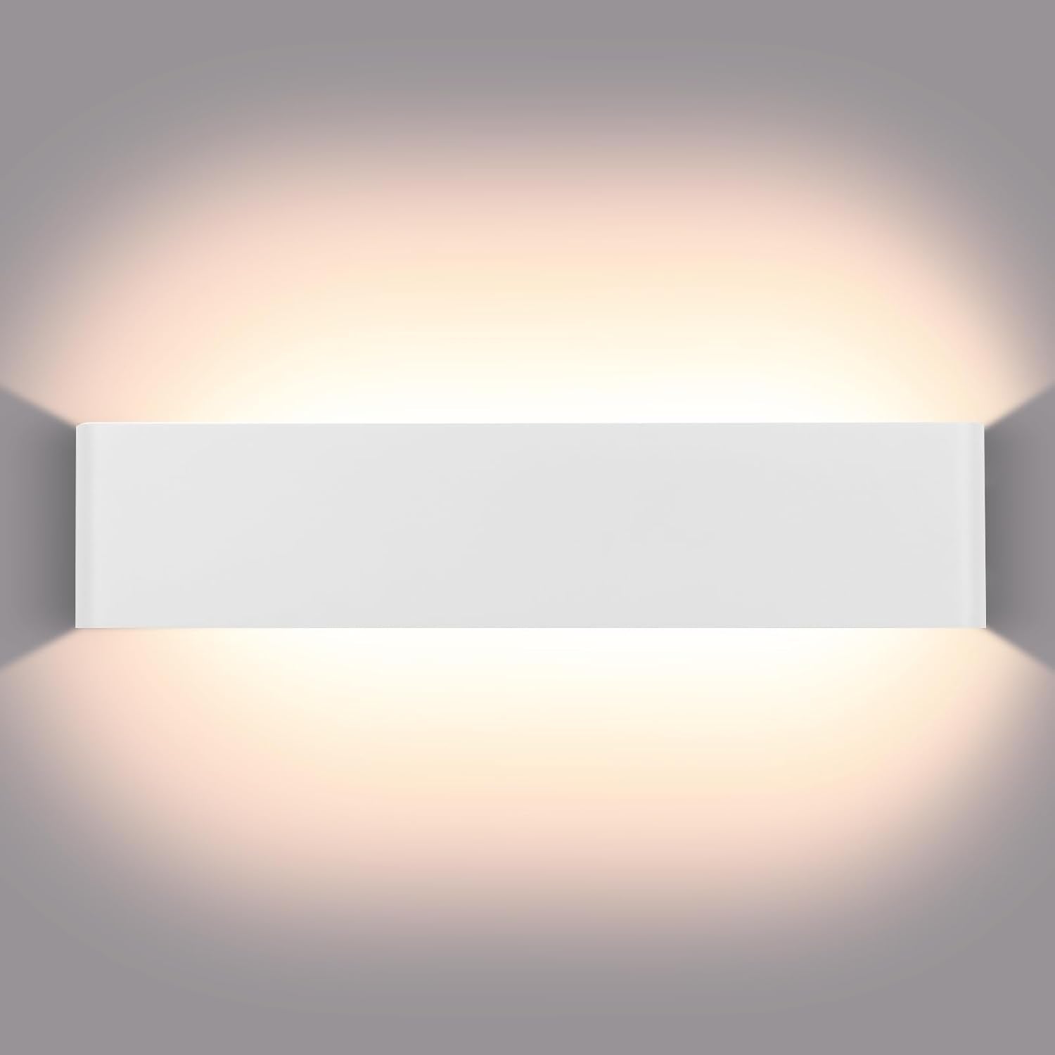 16W Applique Da Parete Interno a LED, Lampada Da Parete Interna 32Cm Rettangolare Moderna, up down Luce Illuminazione Da Muro in Alluminio, Bianco Caldo 3000K, per Camera Da Letto, Bianco