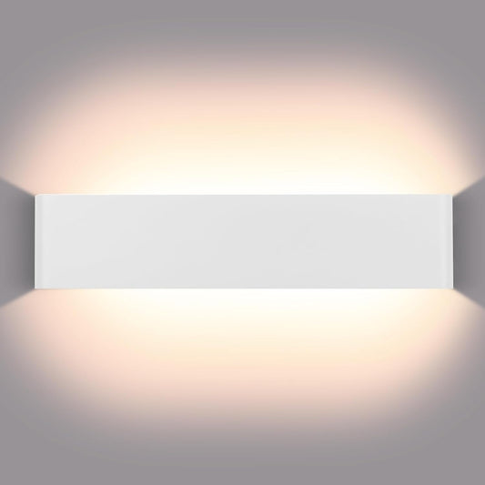 16W Applique Da Parete Interno a LED, Lampada Da Parete Interna 32Cm Rettangolare Moderna, up down Luce Illuminazione Da Muro in Alluminio, Bianco Caldo 3000K, per Camera Da Letto, Bianco