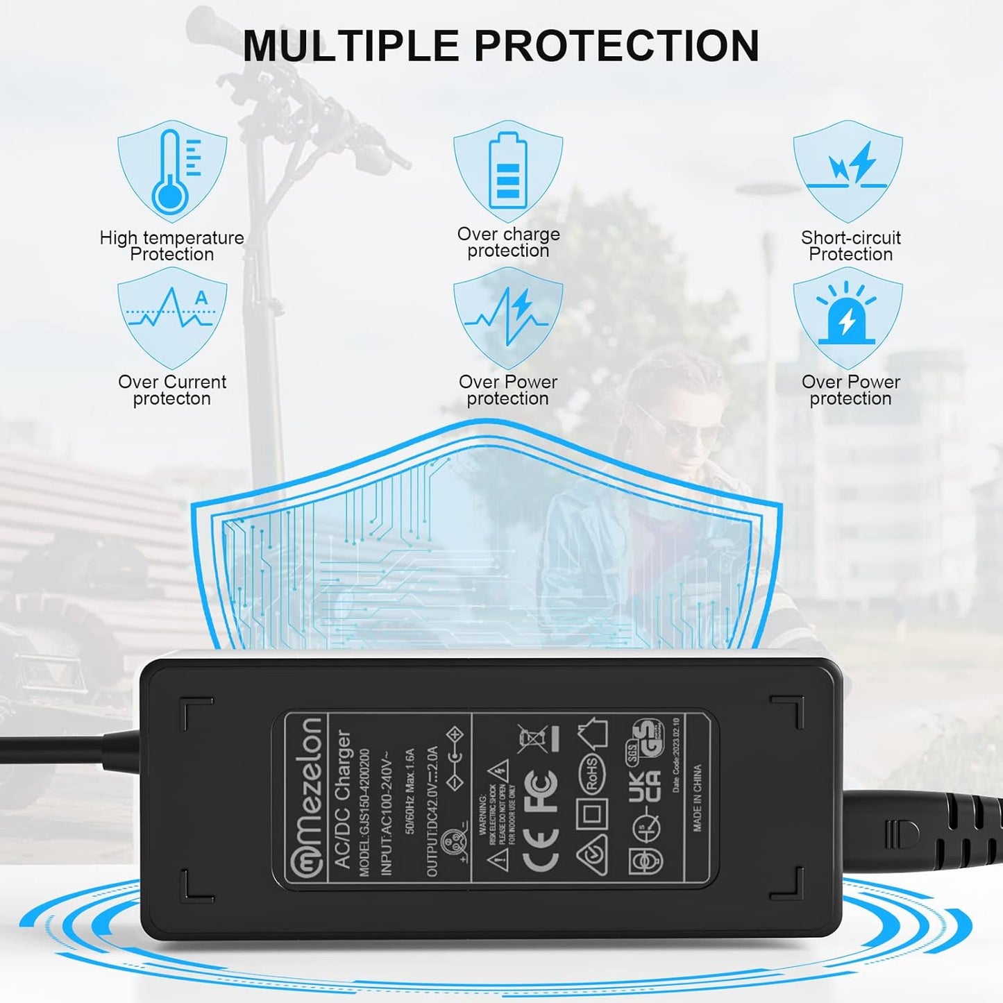 42V 2A Caricabatterie per Monopattini Elettrici per Ninebot ES1 ES2 ES4 ES3 E22E E25E E45E, Xiaomi M365, Pro, Pro 2, Mi 3, S1 S2, Caricabatterie 36V per Xiaomi E Ninebot Scooter