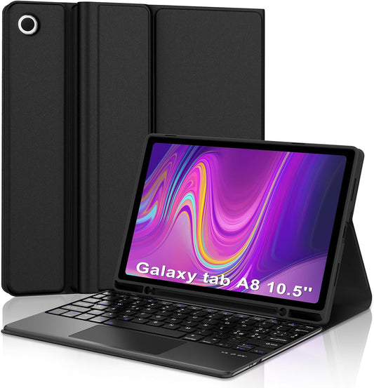 Custodia Tastiera per Samsung Galaxy Tab A8 Tablet 10,5 Pollici (SM-X200/X205/X207) - Cover Con Tastiera Trackpad per Tablet Samsung Galaxy A8, Tastiera Italiana Magnetica Staccabile, Nero