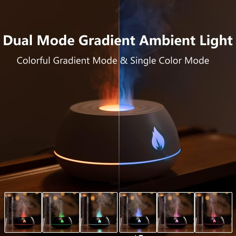 Flame Aroma Diffusore Di Oli Essenziali Umidificatore 7 Colori Fiamma per Casa, Camera Da Letto E Ufficio, Con Protezione Arresto Automatico Senza Acqua (Black)