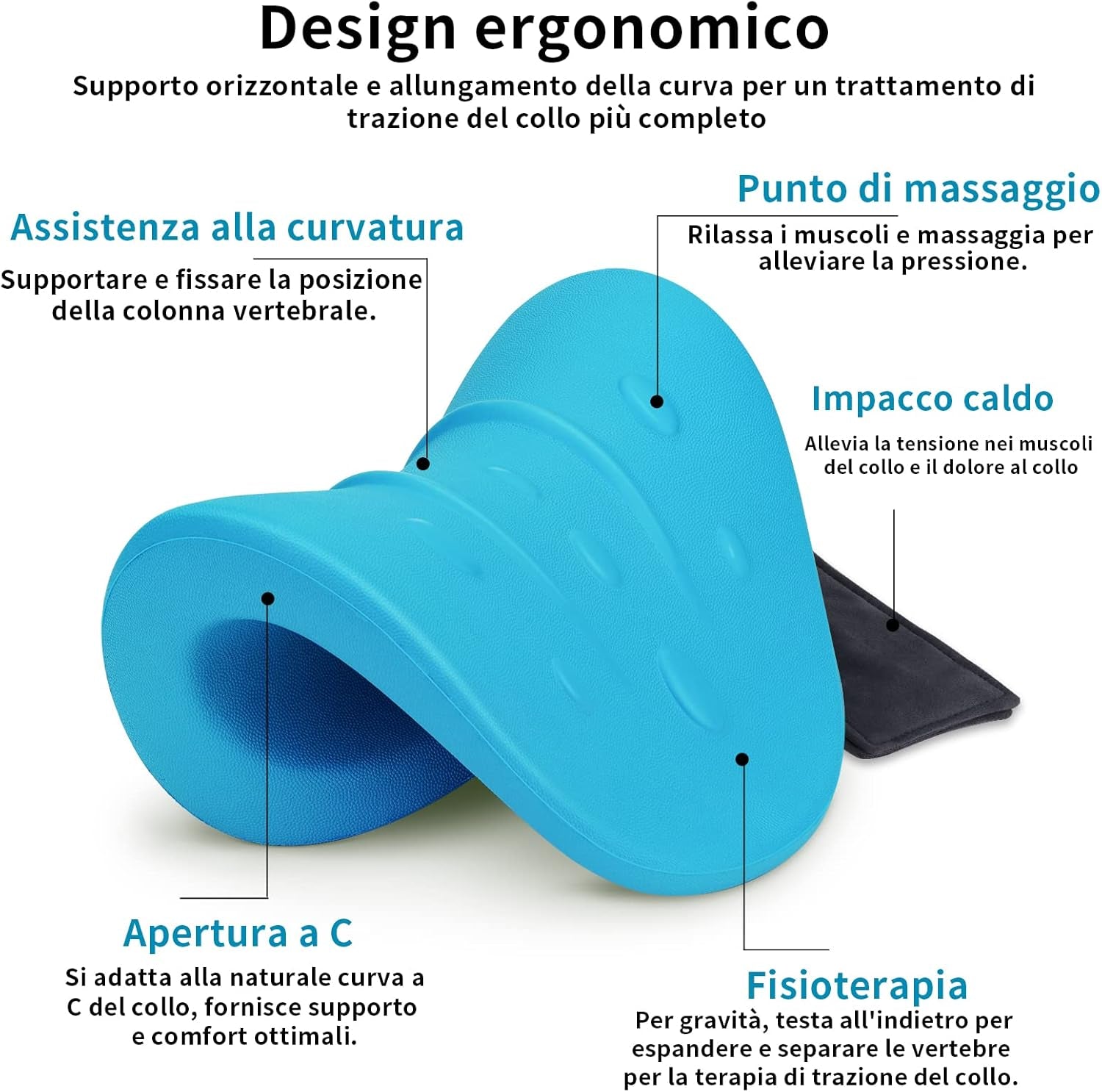 Barella per Collo Riscaldata, Nuvola Del Collo, Dispositivo Di Trazione Cervicale Con Cuscinetto Riscaldante, Rilassatore per Collo E Spalle, Cuscino Chiropratico per Alleviare Il Dolore TMJ