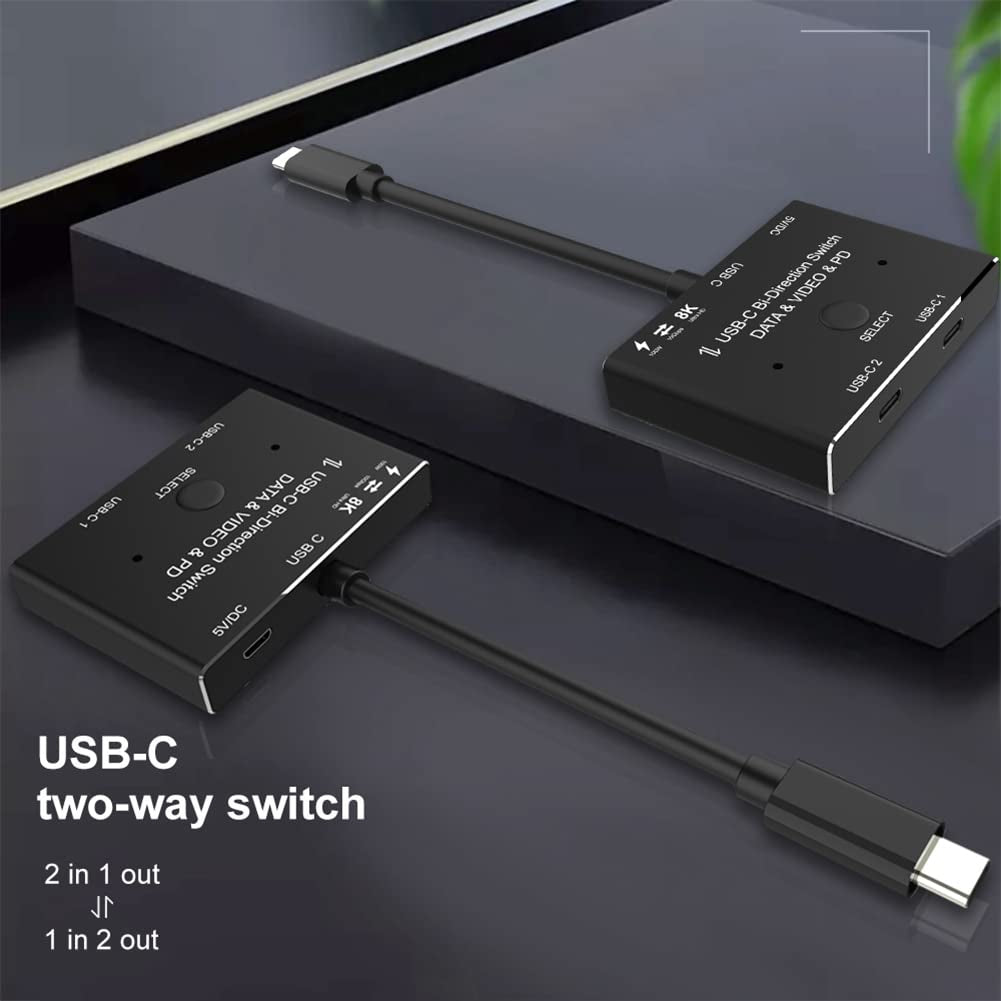 Switch USB KVM USB C, Commutatore a Due Vie, 1 X 2/2 X 1 USB 3.1, Splitter Dati Video 8 K @30 Hz PD 100 W per PC Monitor Cellulare