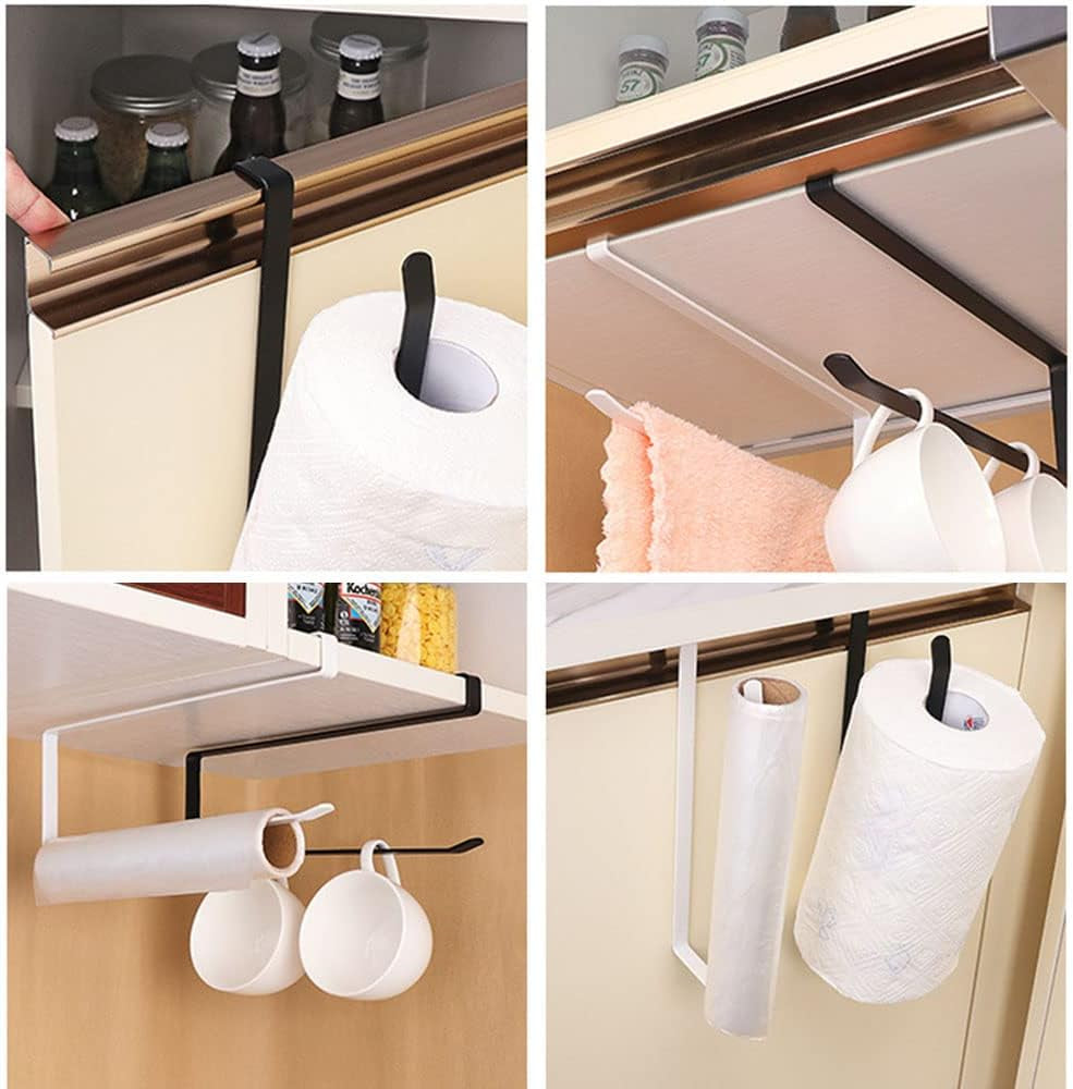 2 Pack Paper Towel Holder under Cabinet New Upgrade Paper Towel Racks No Drilling Kitchen Sliding Paper Rolls Rack Durable Paper Holder for Kitchen Pantry Bathroom Toilet,Black