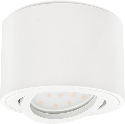 Faretti LED Soffitto Bianco, Orientabile, Ø80X50Mm, Telaio in Alluminio, Plafoniera Con Modulo LED Da 5W 230V, Rotondo