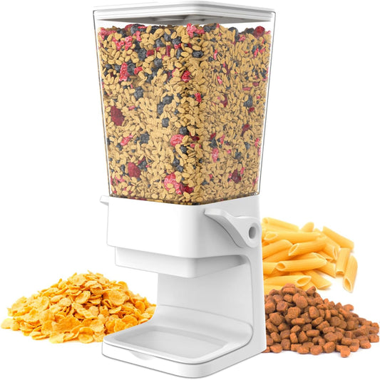 - Dispenser Cereali E Cibo - Capacità 5L - Distributore Di Muesli, Pasta - Dispenser Alimentare Cibo Cani E Gatti - Cucina, Colazione - Bianco - CR500