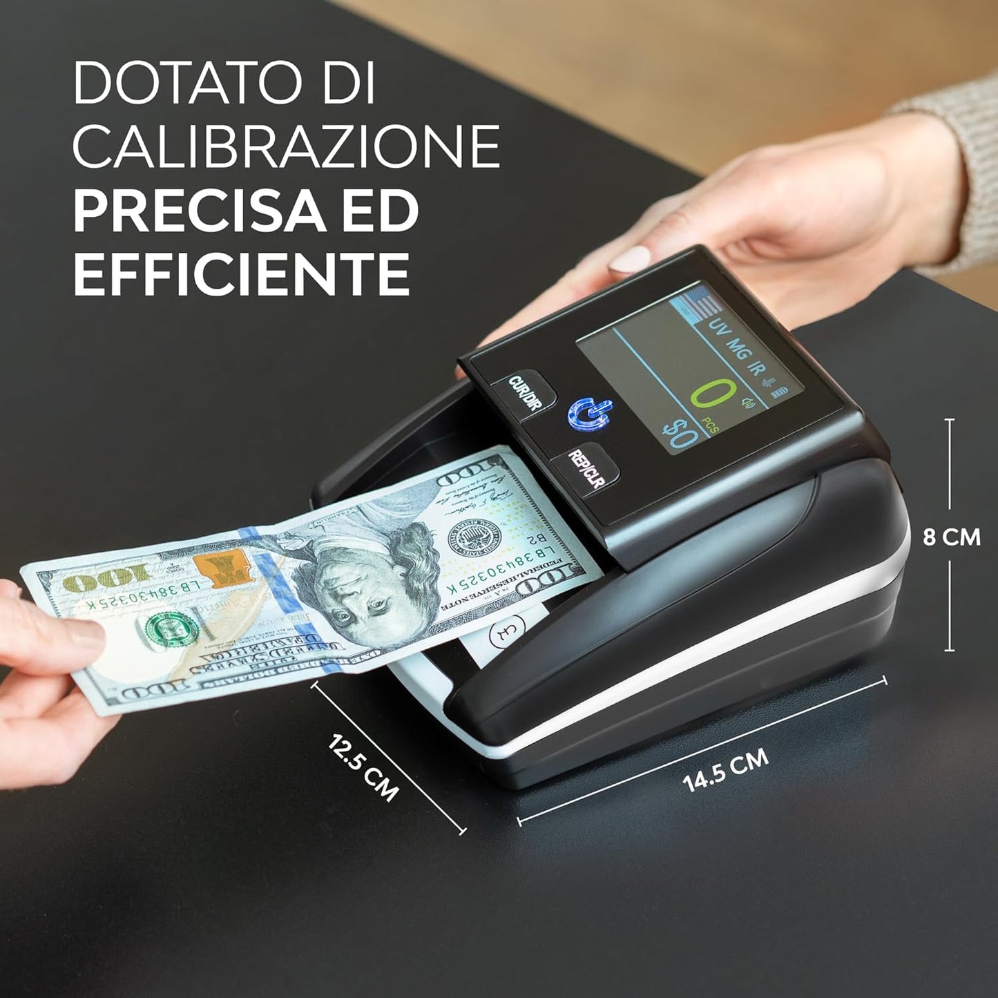 Rilevatore Verifica Banconote False E Conta Moneta Euro 2 in 1 INSERTO UNO per UNO - Rileva Banconote False UV/MG/IR per Banconote Euro E Dollari Finti, False Sterline - Portatile Compatto E Leggero