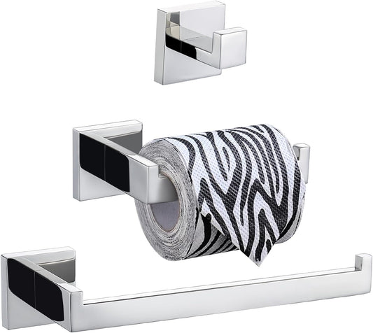 3-Piece Set Di Accessori Da Bagno SUS 304 in Acciaio Inox Inossidabile Carta Igienica Portasciugamani Porta Asciugamani Bar/Porta Accappatoio Gancio a Parete, Finitura Lucida, K7010P