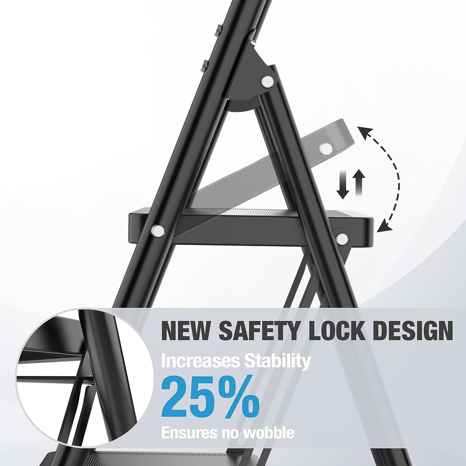 Scaletta Pieghevole a 2 Gradini, Scala a 2 Livelli, Sgabello Pieghevole Con Manico Imbottito, Scala Con Capacità Di 150 Kg, Scala a 2 Livelli Con Ampio Pedale Antiscivolo