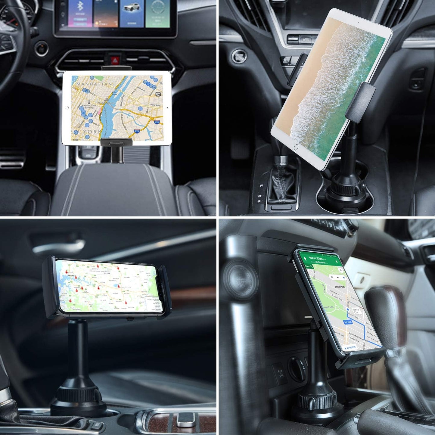 Supporto Tablet Auto Portabicchieri, Supporto per Portabicchieri Dell'Auto Compatibile Con Tablet Da 4,3-11 Pollici, Ipad Mini/Air/Pro, Iphone, Tutti Gli Smartphone