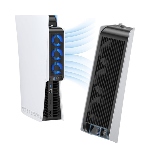 Accessori Di Raffreddamento per PS5, Ventola Di Raffreddamento  PS5 Con LED, Controllo Automatico Della Velocità E Hub USB 3.0 per Dischi PS5 Ed Edizione Digitale, Non per PS5 Slim (Bianco)