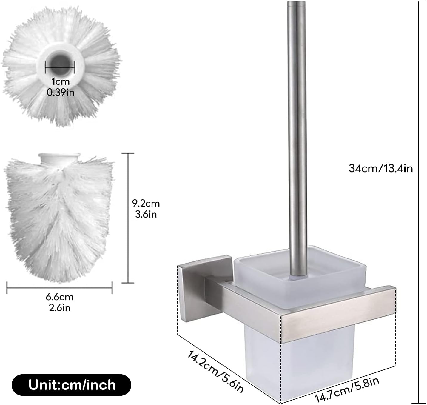 Porta Scopino Angolare Da Parete Porta Scopino Da Parete Set Da Bagno in Acciaio Inox Satinato Accessori per Il Bagno