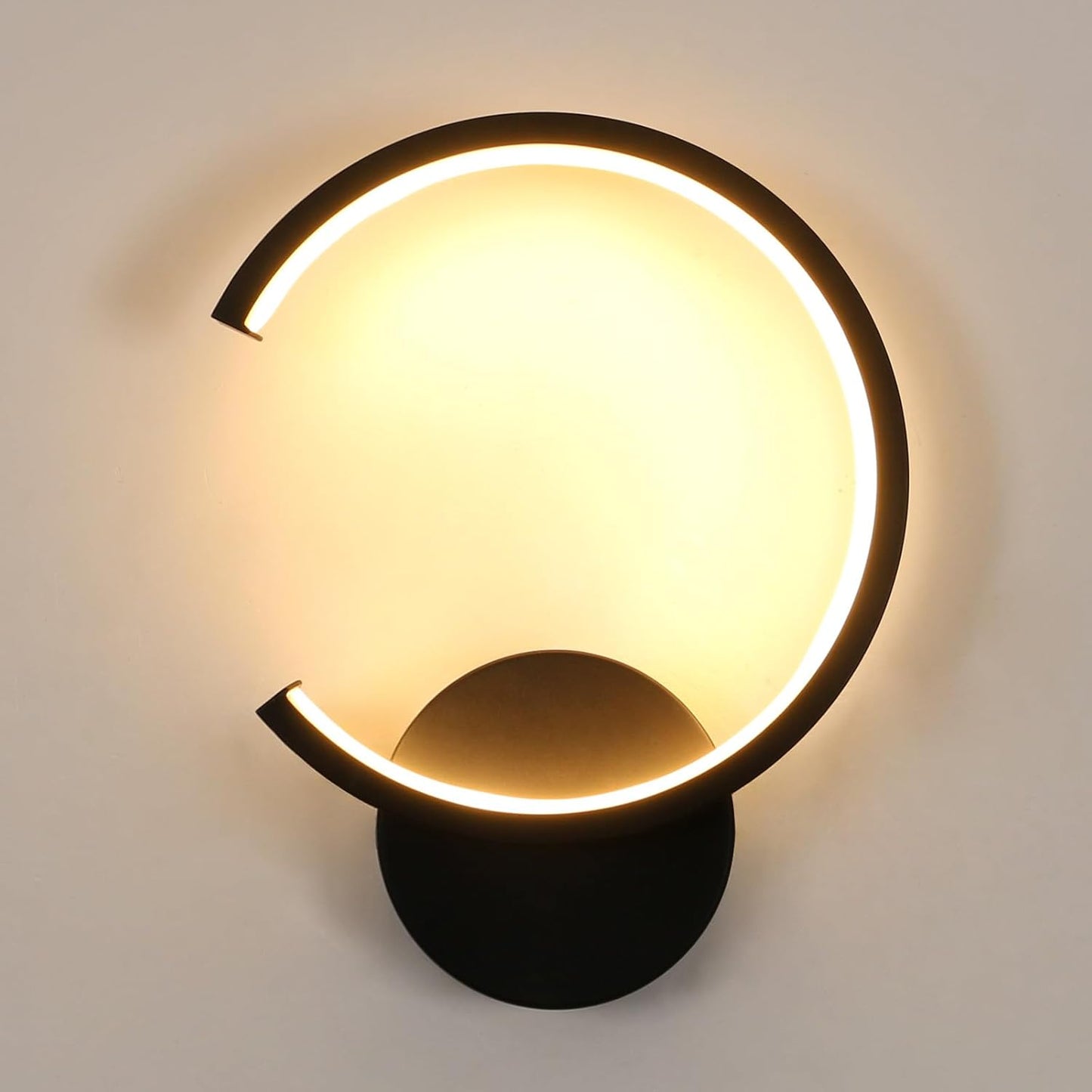 Applique LED Da Parete Moderno, 10W Rotonda Lampada Da Parete Interno, 3000K Bianco Caldo Lampada a Muro per Camera Da Letto, Soggiorno, Corridoio, Scala, Nero