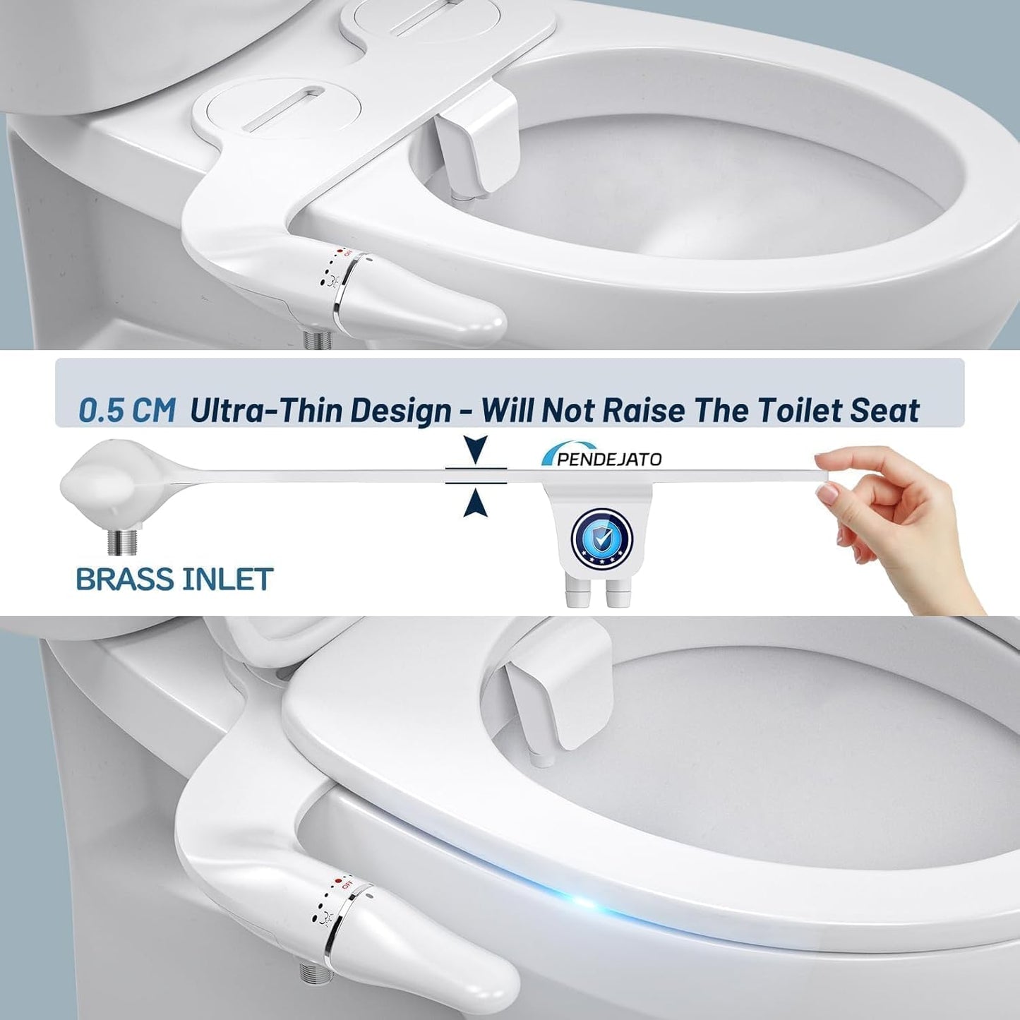 Inserto per Bidet Ultra Sottile per WC, Design Anti-Intasamento, Asta Girevole, Impugnatura Ergonomica per Pressione Dell'Acqua Regolabile, Ingresso in Ottone E Kit Di Collegamento In