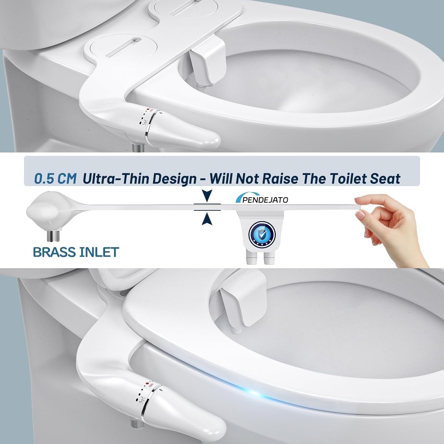 Inserto per Bidet Ultra Sottile per WC, Design Anti-Intasamento, Asta Girevole, Impugnatura Ergonomica per Pressione Dell'Acqua Regolabile, Ingresso in Ottone E Kit Di Collegamento In