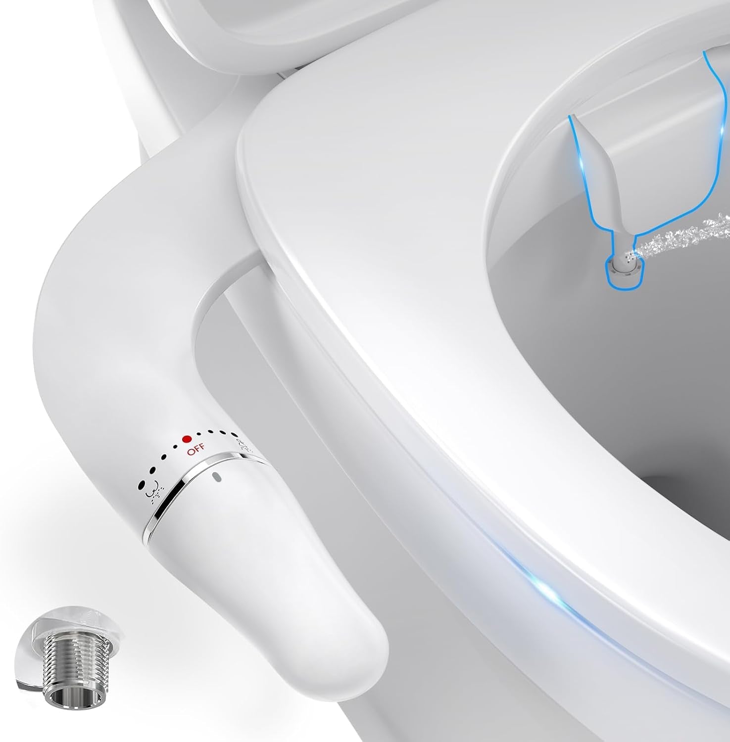 Inserto per Bidet Ultra Sottile per WC, Design Anti-Intasamento, Asta Girevole, Impugnatura Ergonomica per Pressione Dell'Acqua Regolabile, Ingresso in Ottone E Kit Di Collegamento In
