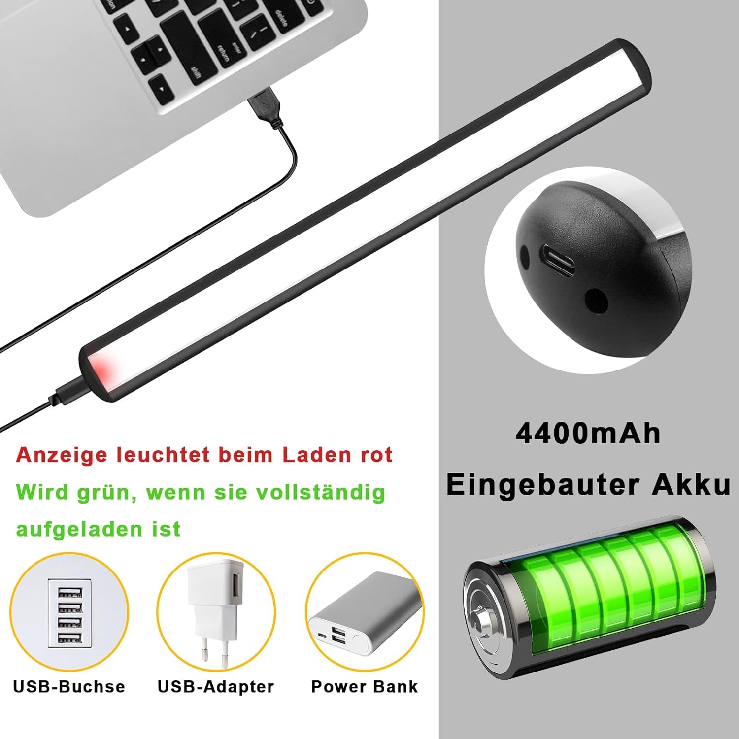 Lampada per Quadri Wireless Ricaricabile, 2 in 1 Luce per Pittura Con Telecomando, 300LM Batteria Luci Da Esposizione Dimmer, 3 Modalità Luce Da Parete Magnetica per Opere Darte (Black-40Cm)