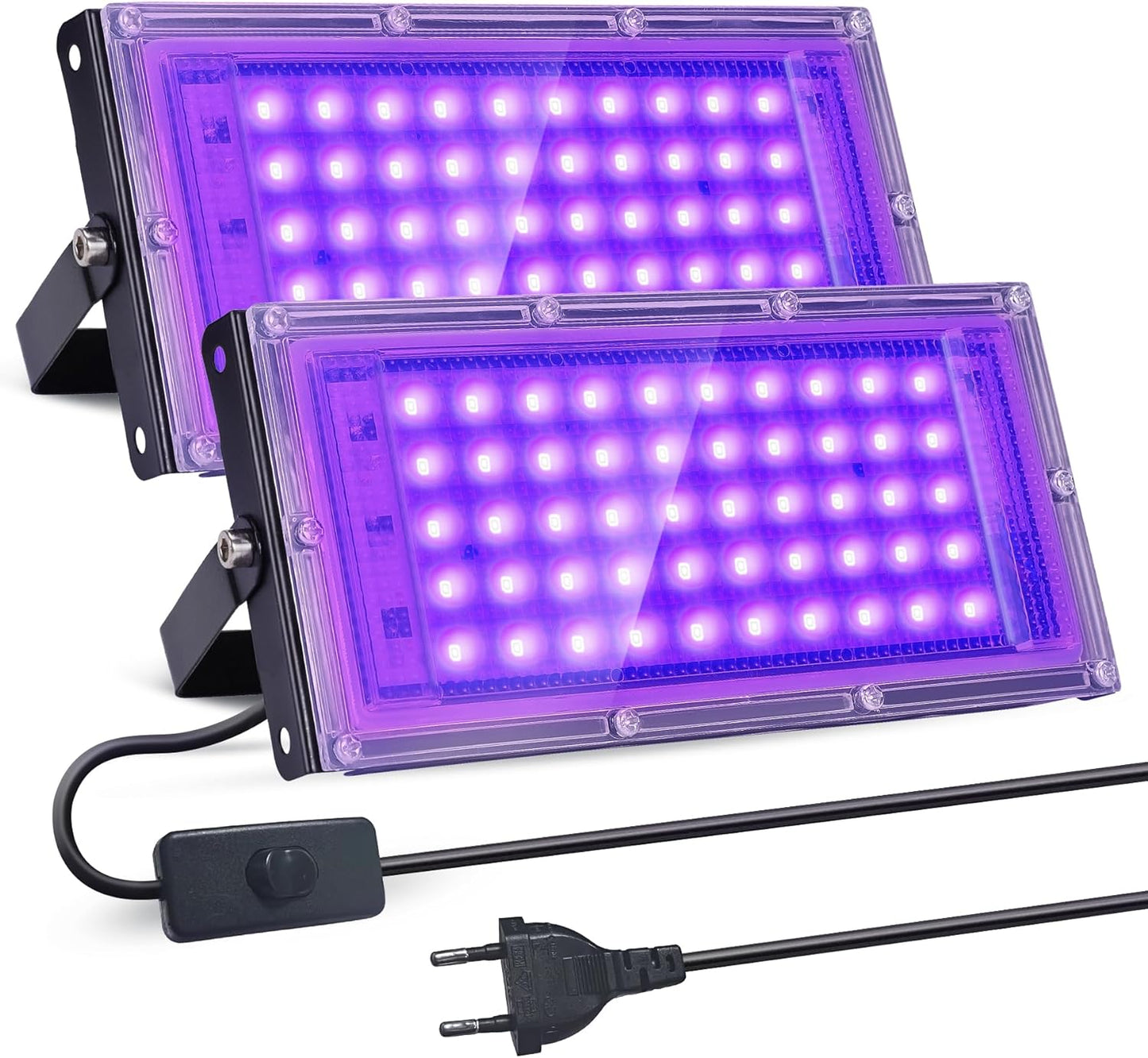 2 Pezzi 50W LED UV Luce Nera Faretto, Luce UV Impermeabili IP65, Luce Ultravioletta per Party, Illuminazione Da Palco, Festa Glow, Decorazione Di Halloween, Festa Fluorescente, Acquario