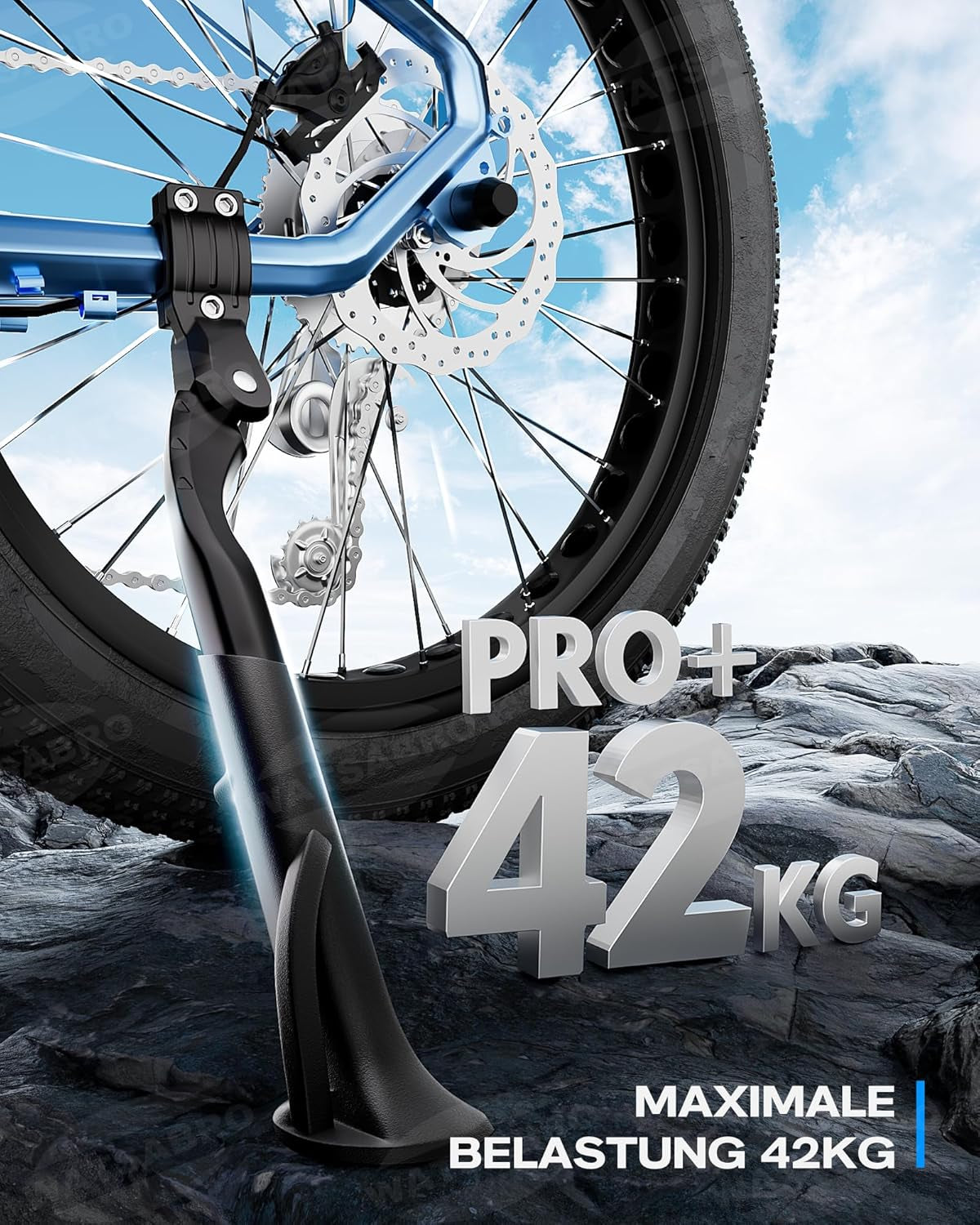 Cavalletto per Bicicletta Da 24 – 29 Pollici Pro+, Altezza Regolabile, Aumento Dei Piedini in Gomma Antiscivolo, Carico Massimo 42 Kg, Supporto per Bici Da Città, MTB, VTT, Bici Da Corsa