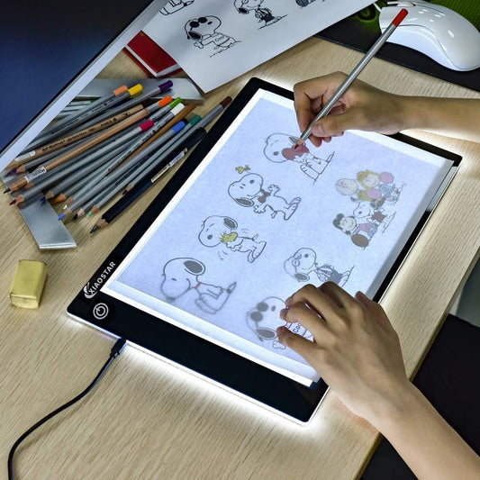 Tavoletta Luminosa LED A4, Lavagna Copiativa a LED A4, Sottilissima per Tavolo Da Disegno Con Cavo USB Con Luminosità Regolabile