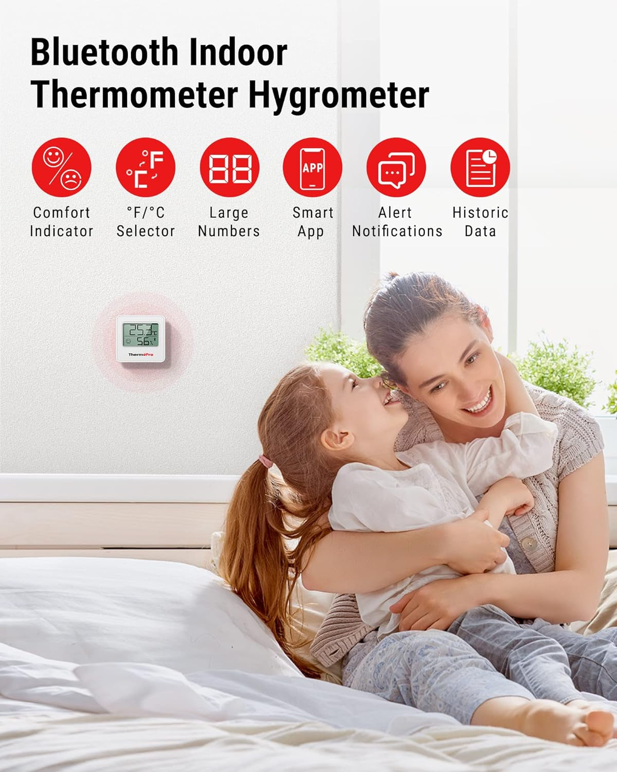 TP357 Termometro per Ambienti Interni Bluetooth Igrometro Misuratore Di Umidità E Monitor Della Temperatura Con APP Intelligente E Registrazione Dei Dati per Camera Del Bambino 3 Pezzi