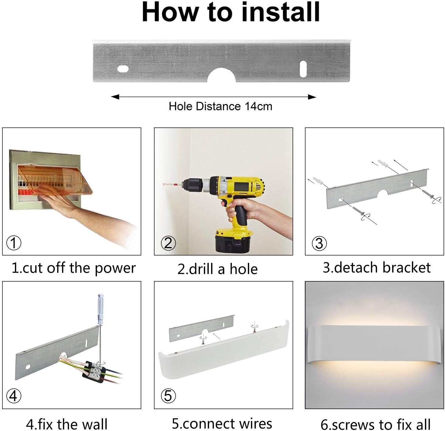 Lampada Da Parete LED Interni 16W Applique Da Parete Interno Moderno Lampada a Muro Luce per Camera Da Letto Scale Corridoio, 3000K Bianco Caldo