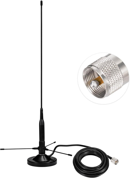 Antenna Radio VHF UHF 136-174Mhz 400-460Mhz Doppia Banda PL259 Maschio Base Magnetica Con Kit Aereo Di Terra per Radio Bidirezionale Radio a Due Vie Radio Mobile