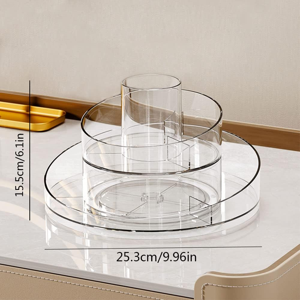 LINFIDITE Organizer per Trucco Girevole a 360° Portaoggetti per Cosmetici Girevole a 2 Livelli Lazy Susan Giradischi Porta pennelli per Trucco Vassoio portaoggetti per Ombretti per Comò da Bagno Vanity