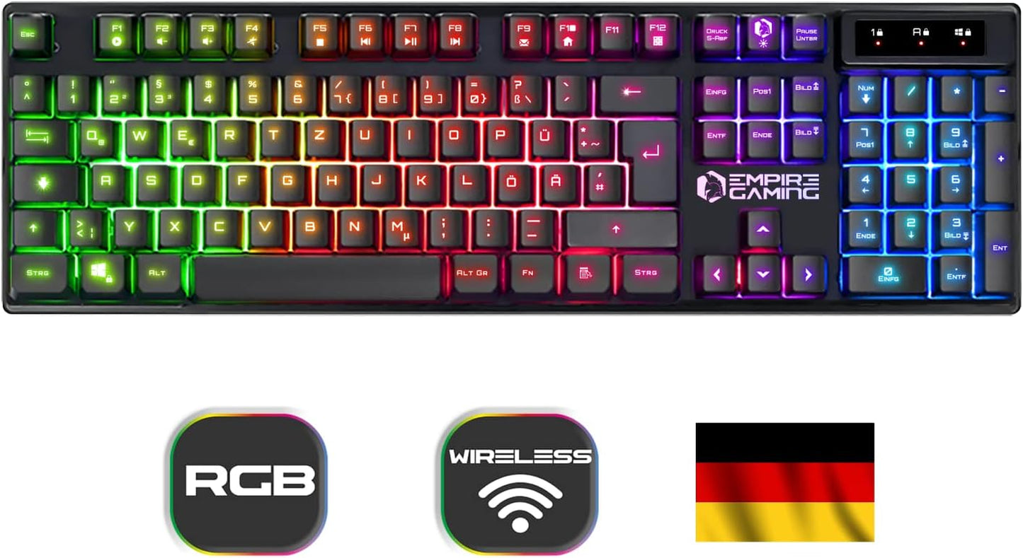 - Armor RF800 Wireless Gaming Tastatur Und Maus Set QWERTZ (De-Layout) - Kabellose Tastatur 2,4 G RGB - Ergonomische Kabellose Maus 4800 DPI Mit Mauspad - PC PS4 PS5 Xbox One/Serie Mac