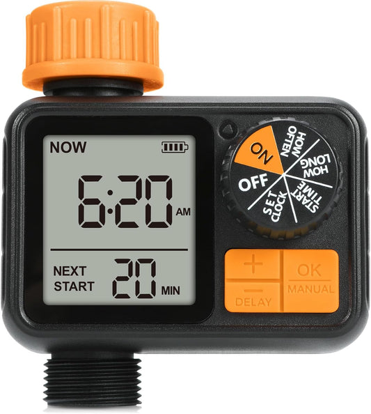Centralina Irrigazione, Timer Irrigazione Giardino per Rubinetto Del Tubo Da Giardino, Timer per Irrigazione Programmabile Con Ritardo Pioggia/Sistema Di Irrigazione Manuale, 1 Uscita