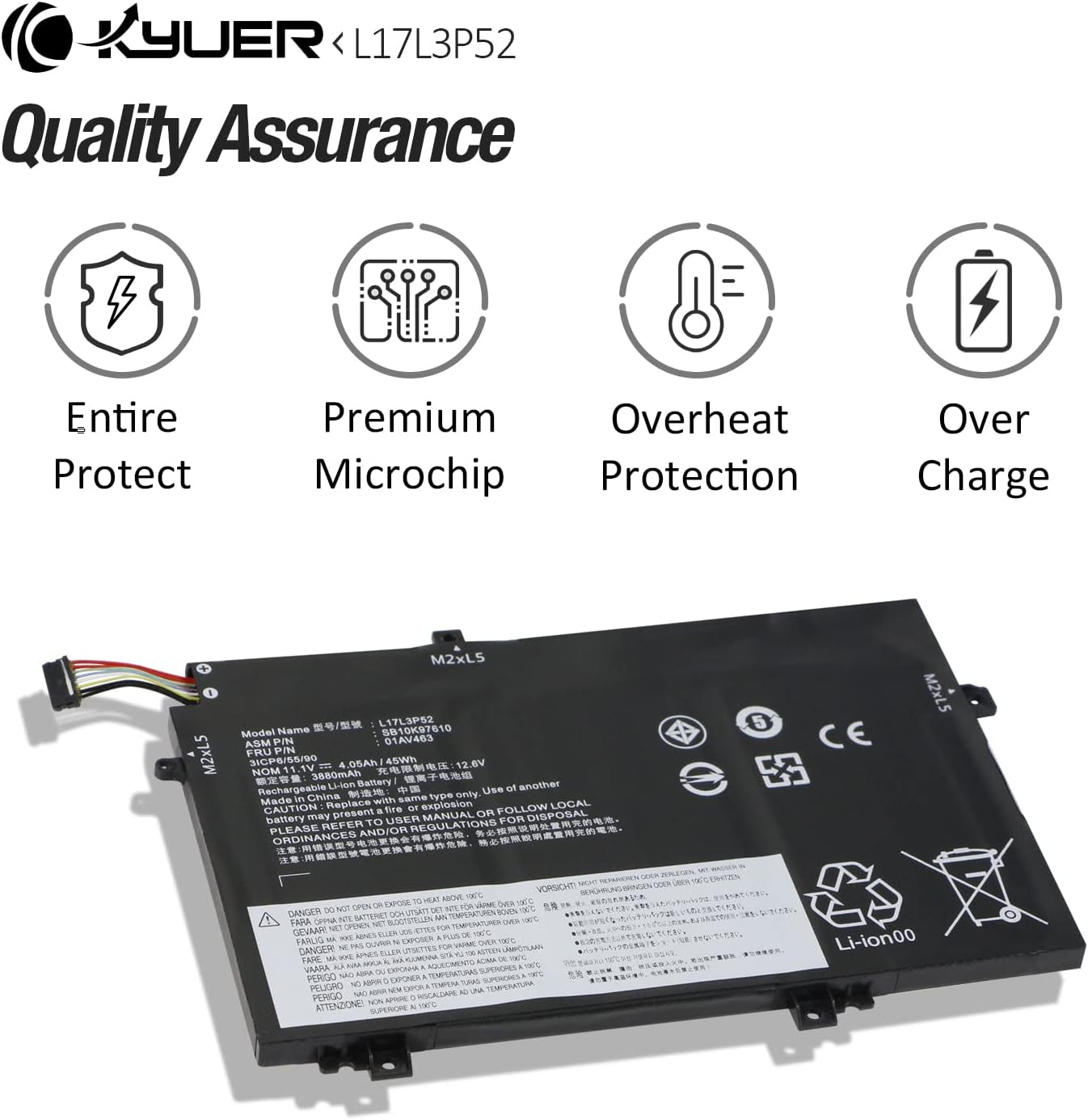 45Wh L17L3P52 L17M3P53 Batteria per Lenovo Thinkpad L480 L490 L580 L590 L14 L15 2020 2021 G1 G2 Gen 1 Gen 2 01AV463 01AV464 01AV465 01AV466 L17C3P52 L17M3P54 SB10K97610 SB10K97611 SB10K97612