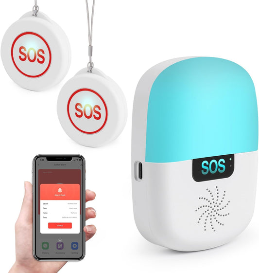 Salvavita Anziani, Cercapersone per Anziani Tuya Wifi Smart SOS Allarme Pulsante Di Chiamata Wireless Emergenza per Pazienti Anziani Disabili Donne Incinte E Bambini Allarme Personale