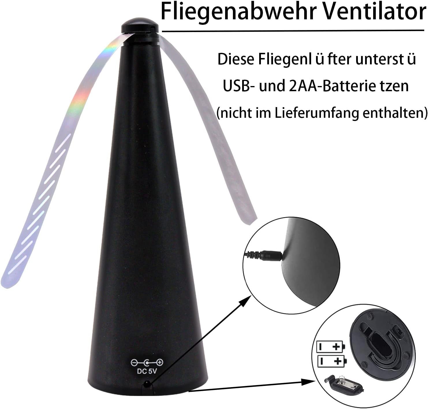 Set Di 3 Ventole Repellenti per Mosche, Repellente Elettrico per Mosche Da Tavolo, Zanzare per Tenere Lontani Gli Insetti Dal Cibo, per Cene in Casa, Picnic E Barbecue All'Aperto O Al Chiuso