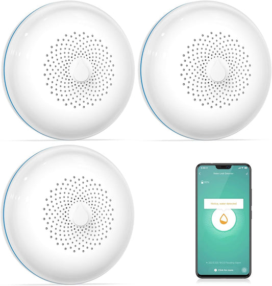 Tuya GS156 - Rilevatore D'Acqua WLAN Con Batteria per Monitoraggio Remoto Delle Perdite, Allarme Sensore D'Acqua, per Cucina, Bagno, Cantina, 1 Pezzo