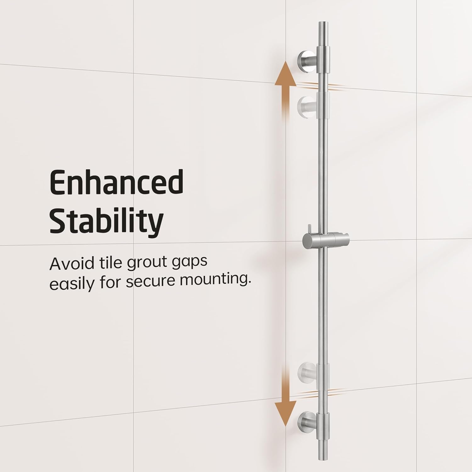 Saliscendi Doccia Acciaio Inox SUS304 100CM, Asta Doccia Saliscendi Asta Doccia Con Supporto Soffione Regolabile, Spazzolato, F209S100-BS