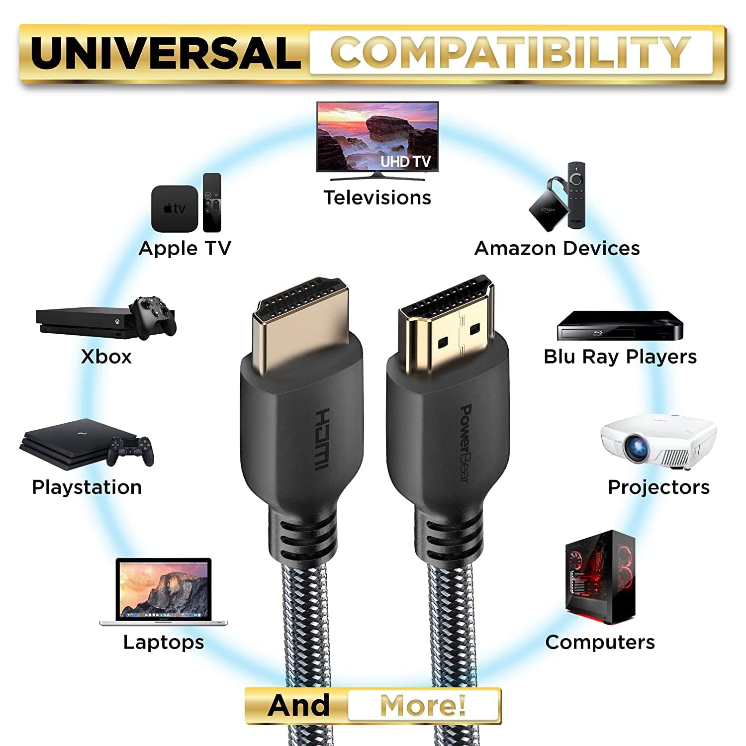 Cavo HDMI 4K 9 M | Alta Velocità, Nylon Intrecciato E Connettori Dorati, 4K a 60 Hz, Ultra HD, 2K, 1080P, ARC E CL3 | per Laptop, Monitor, PS5, PS4, Xbox One, Fire TV E Altro Ancora