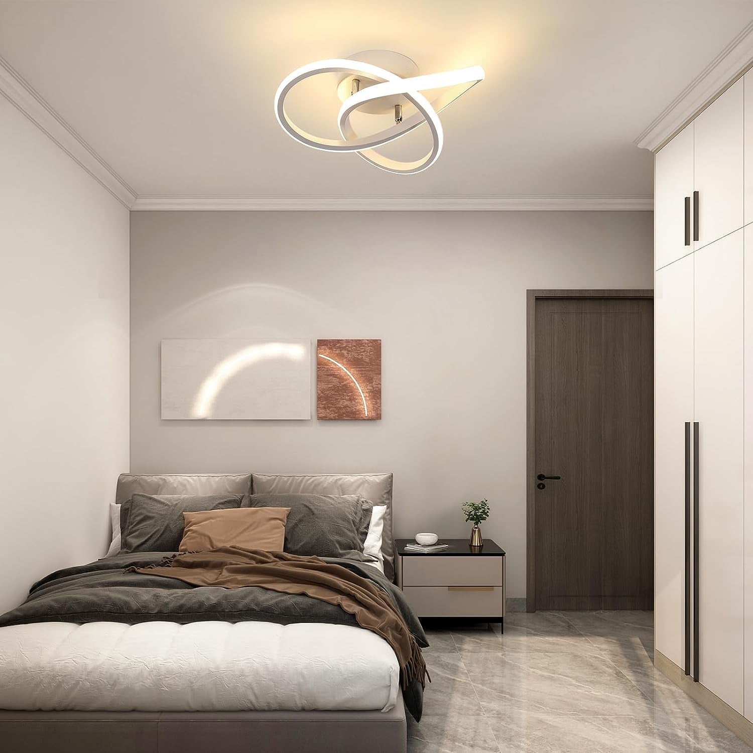 Plafoniera LED Soffitto, 30W 3300LM Lampada Da Soffitto Moderna, Luce Bianca Calda 3000K, Design Fiore Acrilico Lampadario LED Soffitto Bianco per Camera Da Letto Soggiorno Cucina