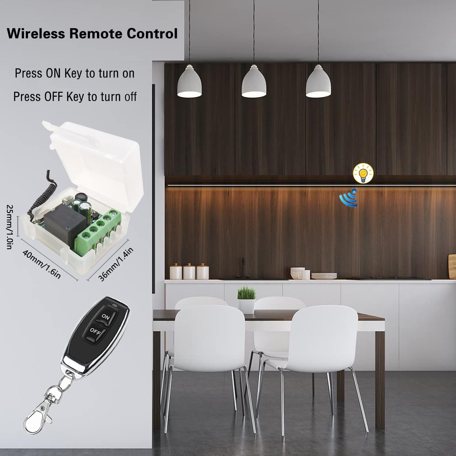 Relè Di Radiocomando Interruttore Di Comando a Distanza 433 Mhz 220V 230V 1 Canali Relè Ricevitore Con 2 Trasmettitore Telecomandi Potenziale-Libero Contatti Relè Controller