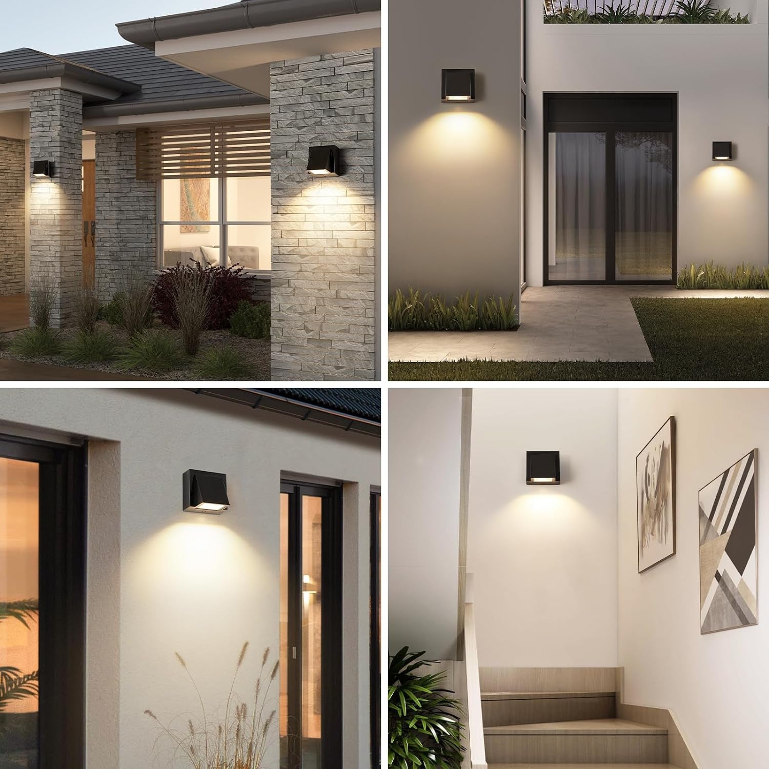 2 Pezzi Applique LED Da Parete Esterno, Nero Lampada Da Parete Interno/Esterno, Applique Da Parete LED Cubo IP65 Impermeabile per Giardino, Garage, Patio, Stanza, Bianco Caldo 3500K