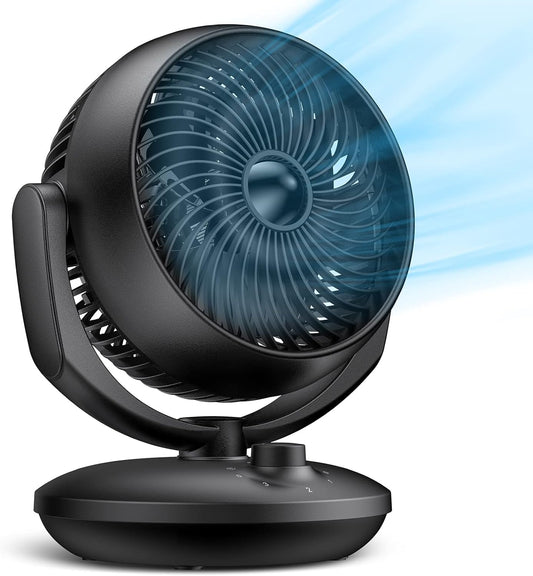 Ventilatore Da Tavolo, Potente Ventilatore Silenzioso 22Db, 3 Impostazioni Di Velocità Oscillazione Di 70°+90°, Design a Turbina 3D, Adatto per Uffici,Camere Da Letto E Soggiorni per Stanze Fino a 25㎡