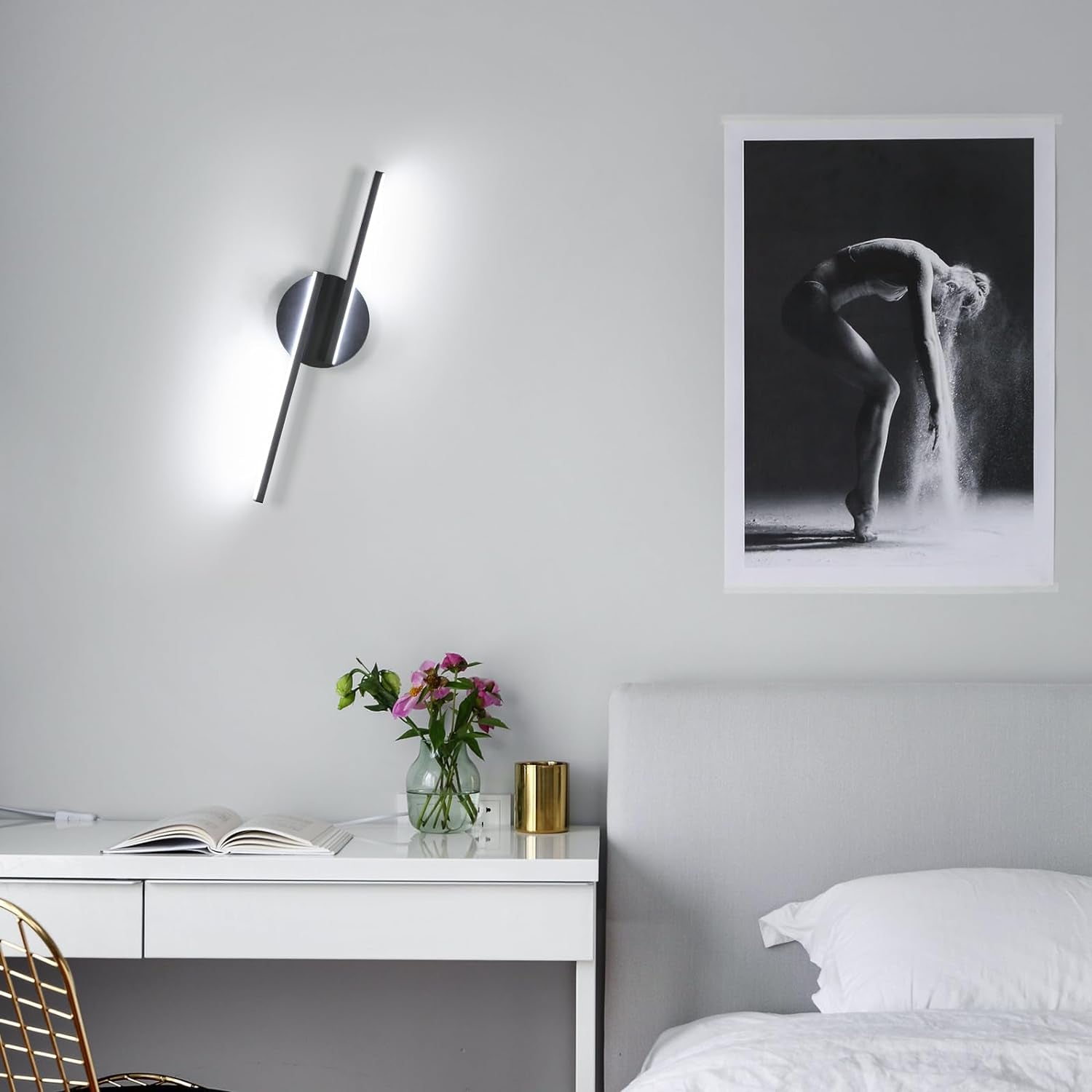Applique Da Parete Interno, 16W Lampada Da Parete Moderno, Luce Fredda 6500K 1800LM Lampada a Muro per Camera Da Letto, Soggiorno, Corridoio, Scale, 45CM
