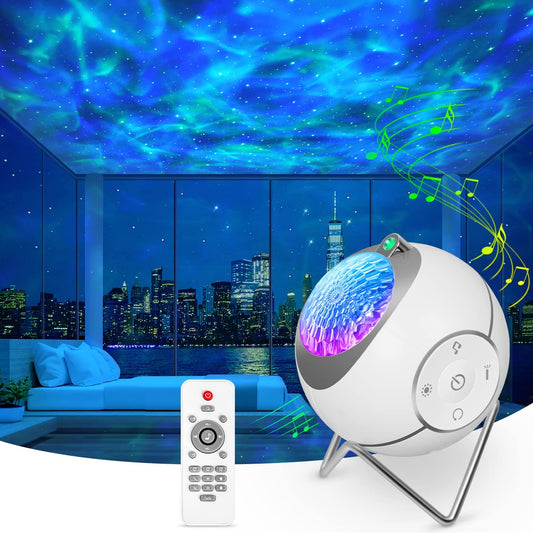 Proiettore Stelle Soffitto, LED Lampada Proiettore Bambini Luce Notturna, Ruotabile a 360° Proiettore Galassia Cielo Stellato Soffitto Con Rumore Bianco, Timer, Regalo per Adulti Bambini