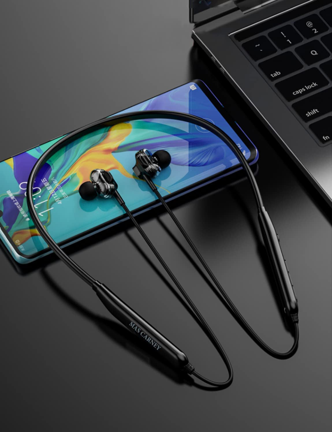 BI2 Cuffie Bluetooth Sport, Auricolari Bluetooth Con Filo, Cuffie Bluetooth Con Archetto Da Collo Magnetici, Auricolare Bluetooth Con Doppio Driver E Bass per Fitness, Running.