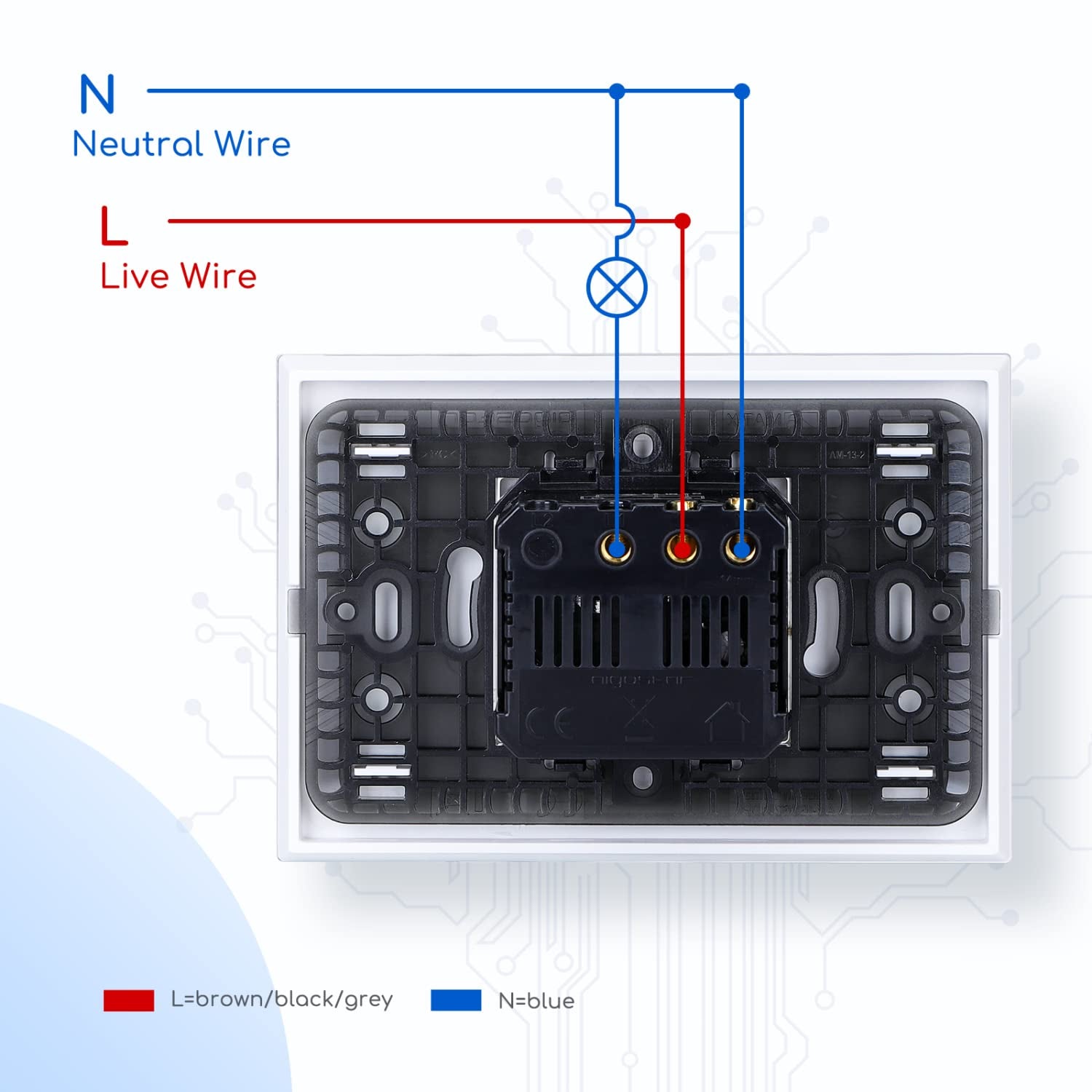 Interruttore Wifi Alexa, Interruttore Intelligente, Smart Switch Controllo Vocale, One Gang One Way Switch,Max.2300W LED 690W, Bianco 1 Unità.