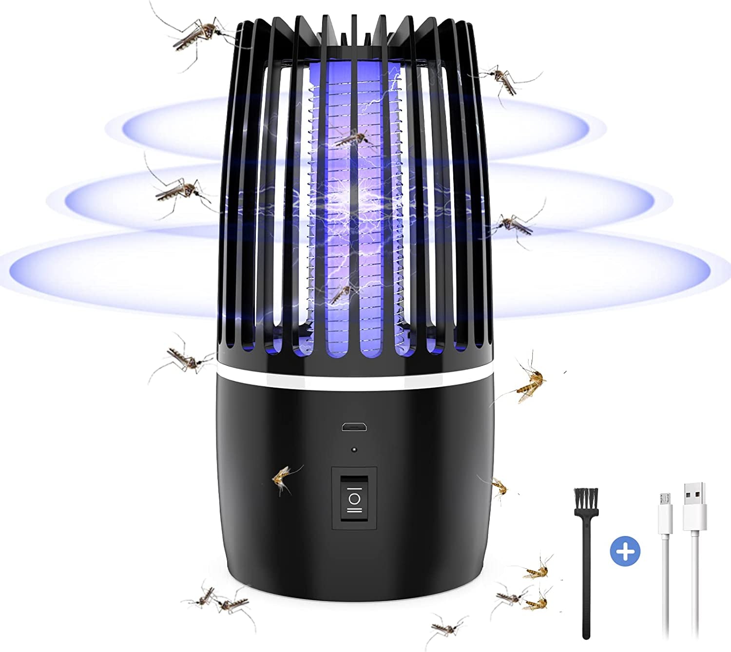 Lampada anti Zanzara, Lampada Elettrica anti Insetti 4000Mah Ricaricabile USB Trappola per Mosca Insetti 360 ° UV Elettrico anti Zanzara Luce Notturna Indoor Esterno Luce Notturna Potente Attraente