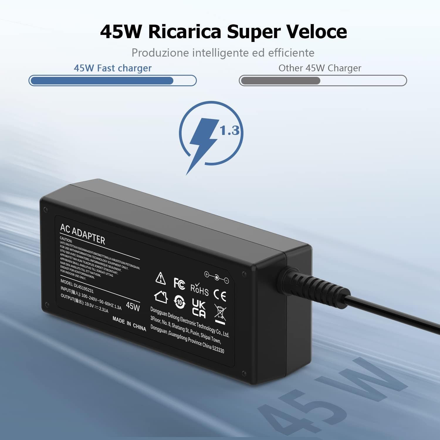 Caricatore, Alimentatore Computer Portatile, 45W 19.5V 2.31A per HP Stream, Pavilion, Elitebook 830 840 850, Probook 430 440 450, 240 250 PC Adattatore Notebook Caricabatterie 4.5*3Mm