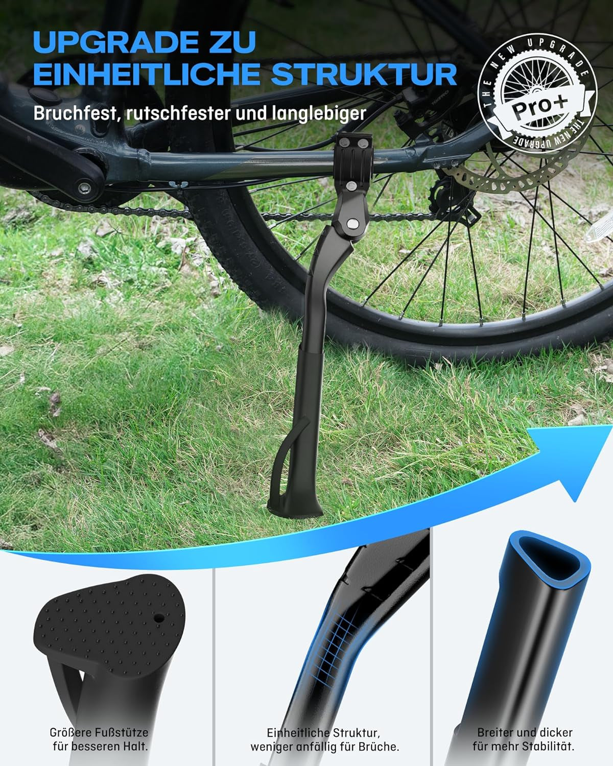 Cavalletto per Bicicletta Da 24 – 29 Pollici Pro+, Altezza Regolabile, Aumento Dei Piedini in Gomma Antiscivolo, Carico Massimo 42 Kg, Supporto per Bici Da Città, MTB, VTT, Bici Da Corsa